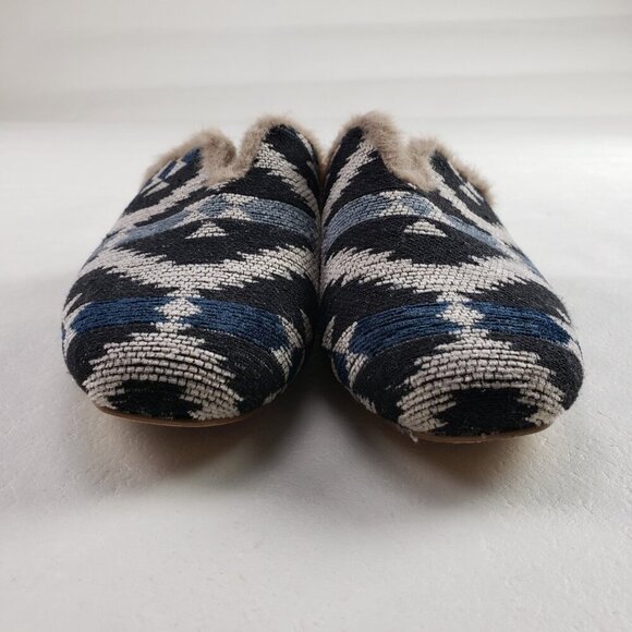 Korks Nile Slip On Shoe Women 7 Black Faux Fur Lined Aztec Mule Flat Slipper NEW - Picture 4 of 10